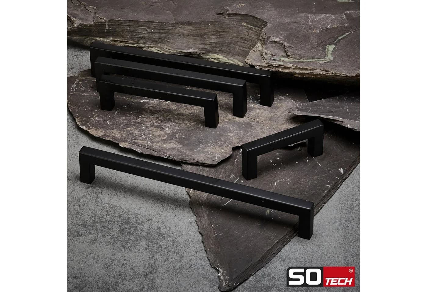 SO-TECH® Möbelgriff EDELSTAHL BLACKLINE 10er Set Schwarz Matt