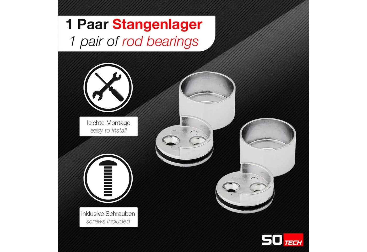 SO-TECH® Chrom Polierte Schrankstangenlager Zylindrisch (2 St) - Bild 3