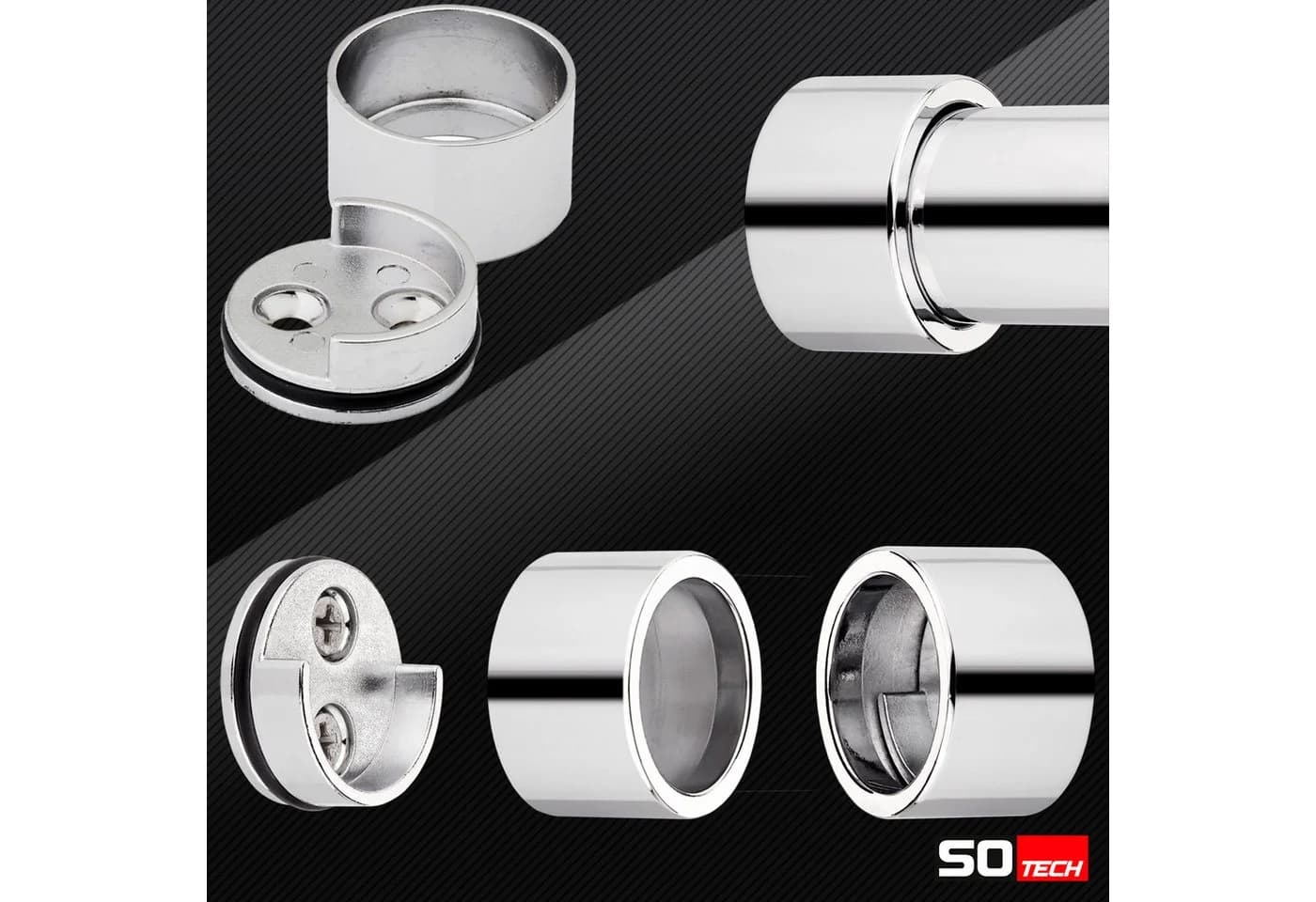 SO-TECH® Chrom Polierte Schrankstangenlager Zylindrisch (2 St) - Bild 4