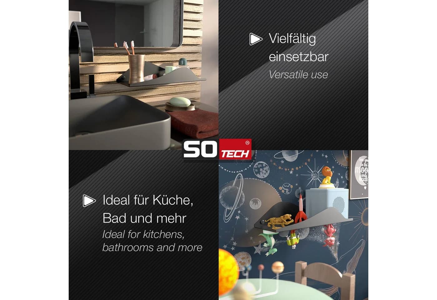 SO-TECH® Wandregal HOVER-VIII Schwarz Stahl - Bild 5