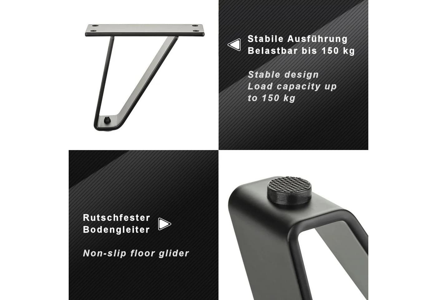 SO-TECH® Möbelfuß TANGO schwarz matt, belastbar bis 150 kg, 4er Set - Bild 3