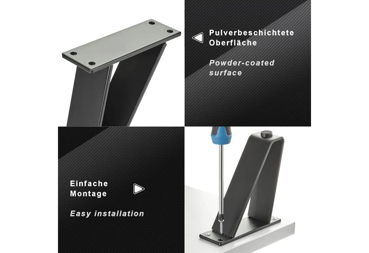 SO-TECH® Möbelfuß TANGO schwarz matt, belastbar bis 150 kg, 4er Set - Bild 4
