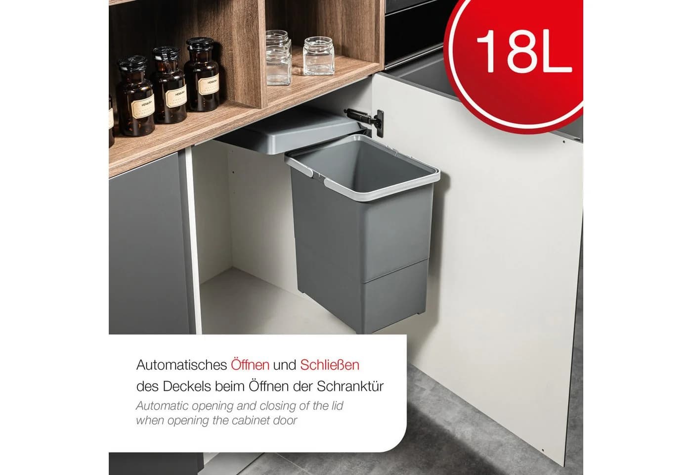 SO-TECH® Einbaumülleimer Elletipi Swing 2.0 ausschwenkbar dunkelgrau 18 Liter