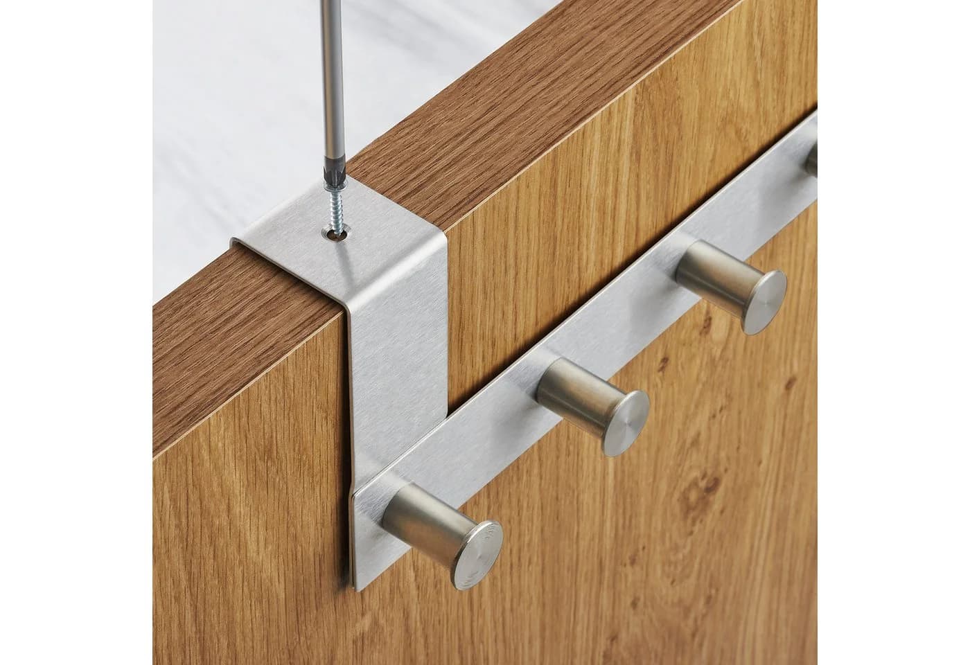 SO-TECH® Türgarderobe Garderobenleiste LINEA 380 x 110 mm, mit 6 Haken Türhaken, Edelstahl matt gebürstet, für 40 mm Türen ohne Falz - Bild 4