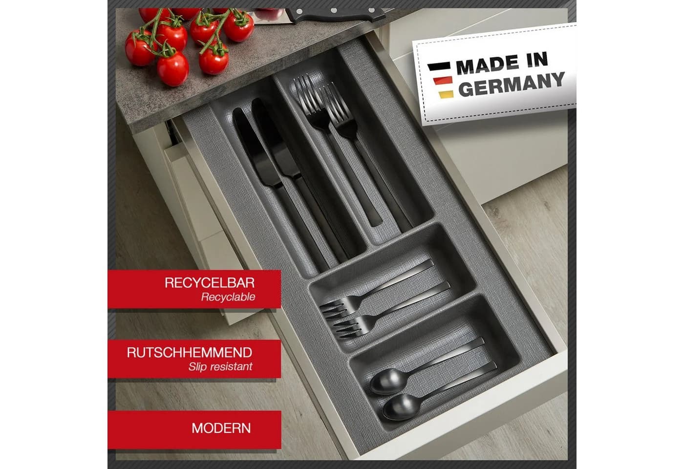 SO-TECH® Besteckeinsatz ORGA-BOX 9 Canvas-Struktur für Nobilia
