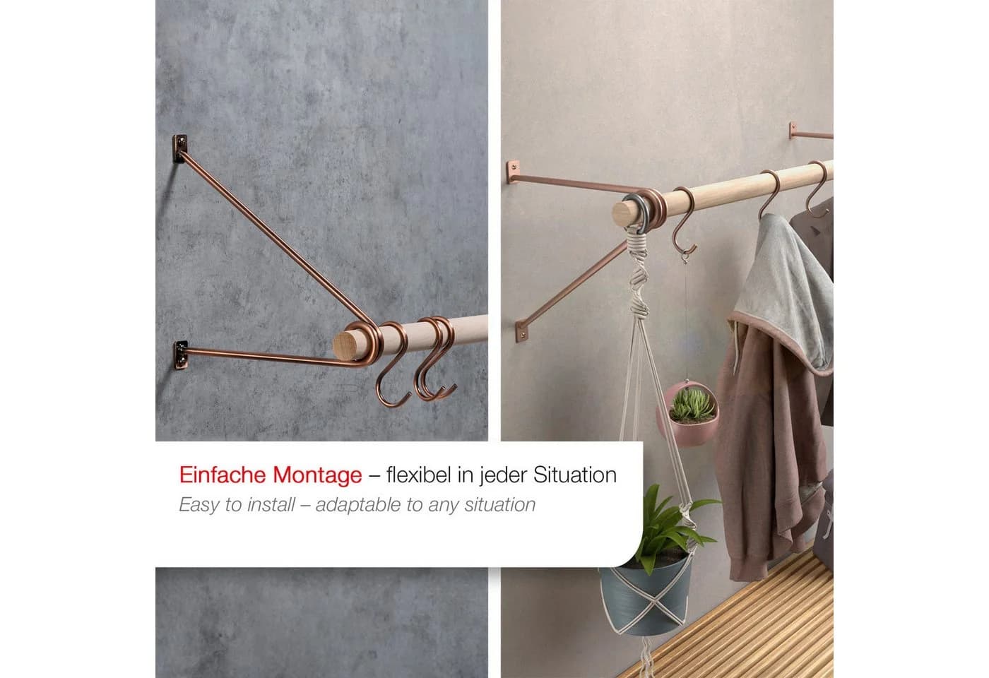 SO-TECH® Wandgarderobe 260x250mm mit 30mm Kleiderstange aus Buche