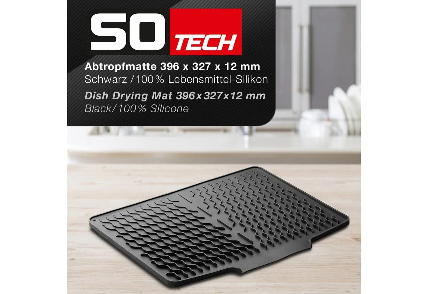 SO-TECH® Abtropfmatte Schwarz Silikon Rutschfest