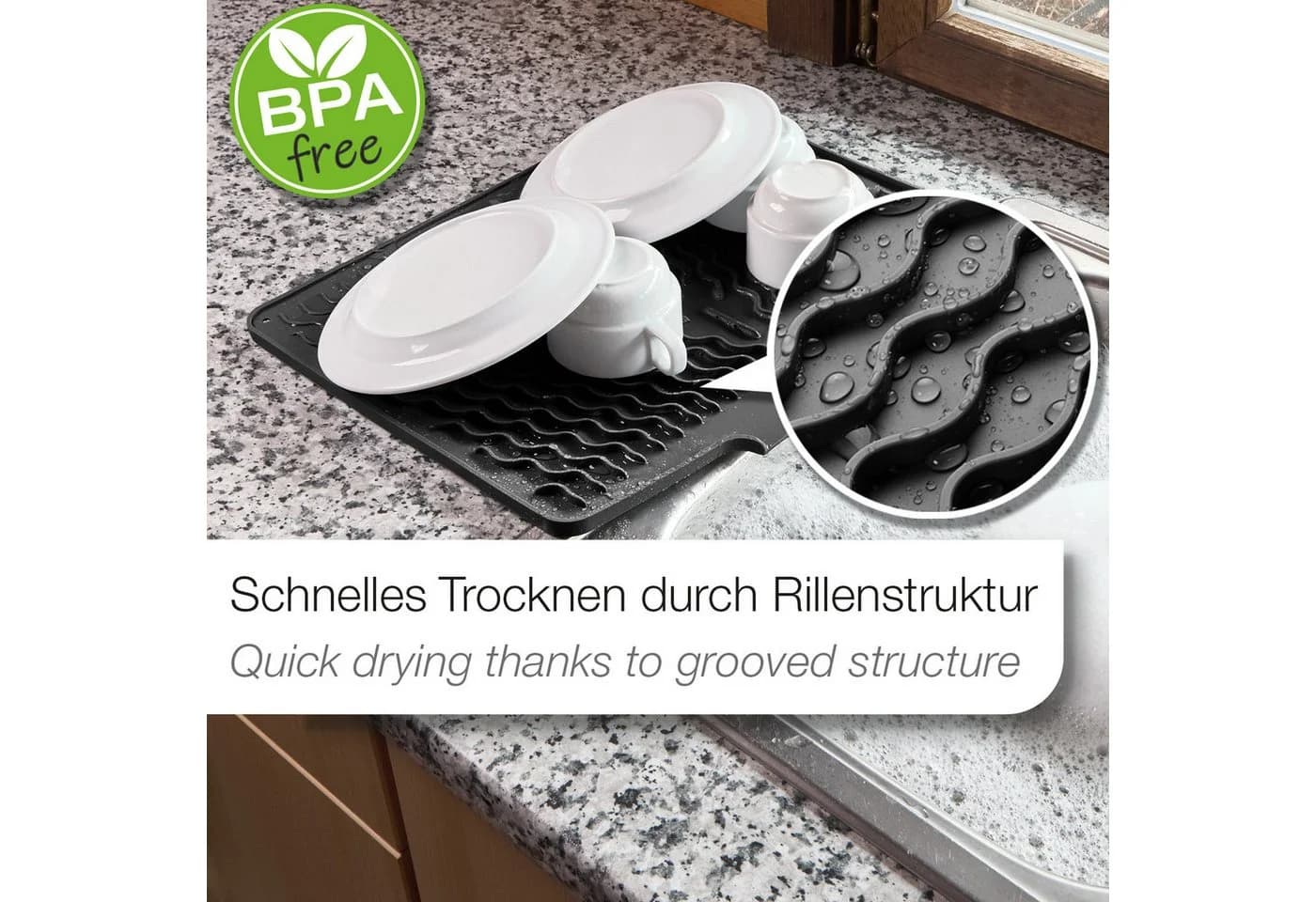 SO-TECH® Abtropfmatte Schwarz Silikon Rutschfest - Bild 3