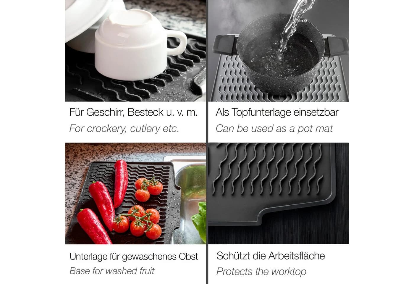 SO-TECH® Abtropfmatte Schwarz Silikon Rutschfest - Bild 5