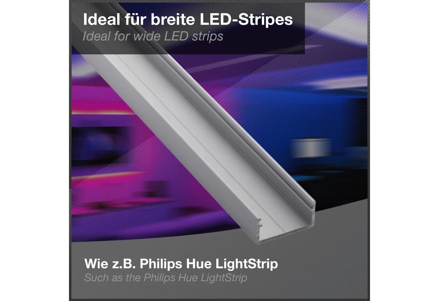 SO-TECH® LED-Stripe-Profil PH1 Silbermatt 1m für LED-Stripes bis 16mm - Bild 5
