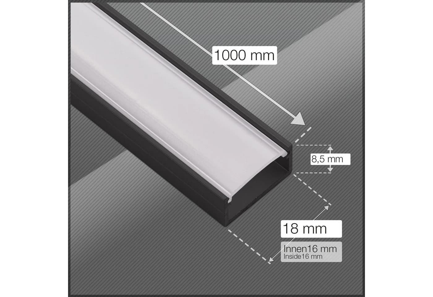 SO-TECH® LED-Stripe-Profil PH1 Schwarz mit Opalabdeckung - Bild 5