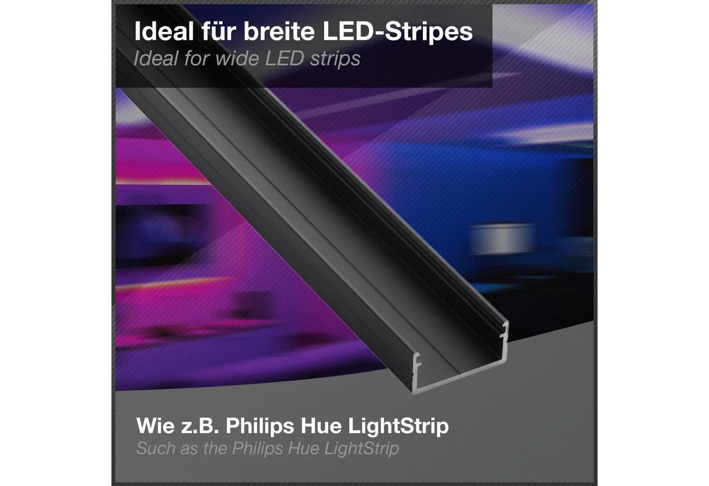 SO-TECH® LED-Stripe-Profil PH1 Schwarz 1m für LED-Stripes bis 16mm - Bild 5