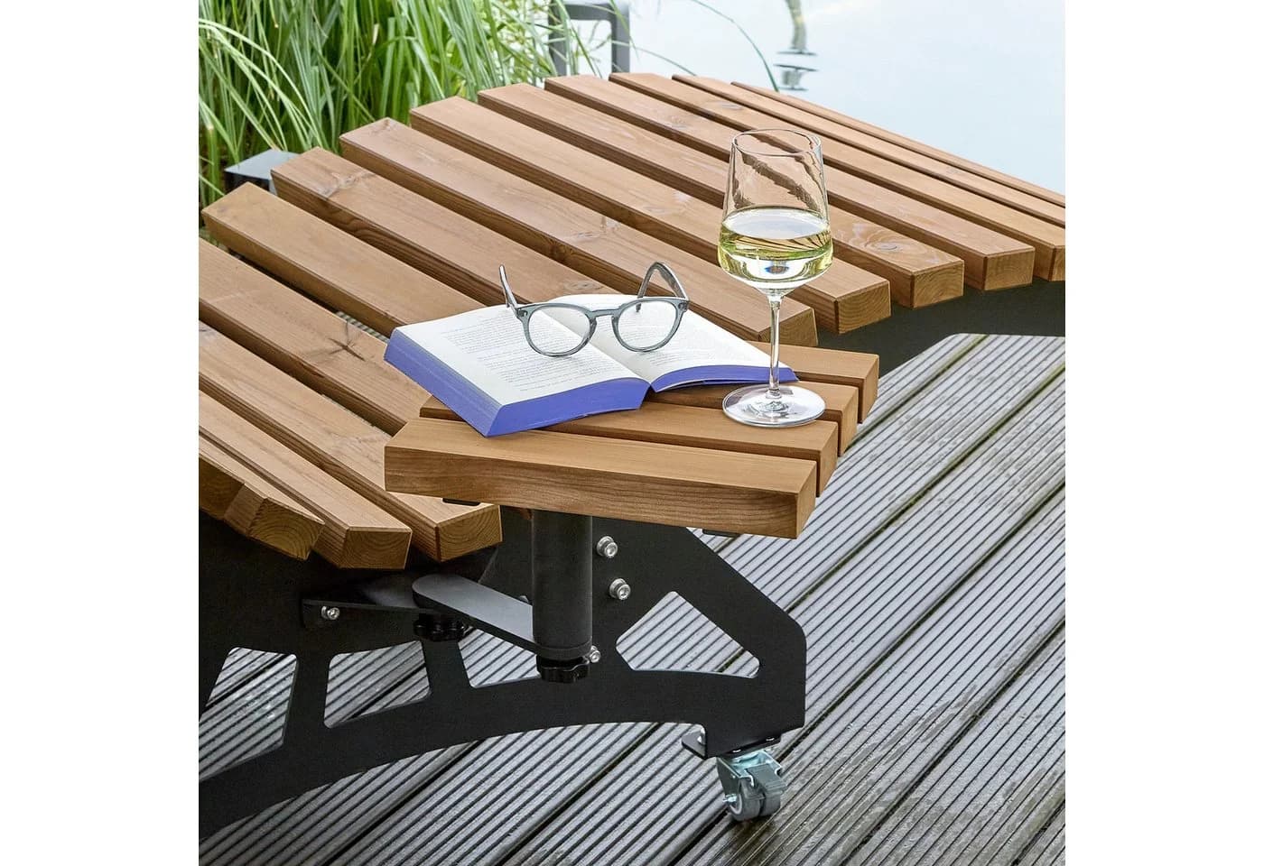 SO-TECH Gartenliege Anbautisch LOUNGER Schwarz Thermokiefer