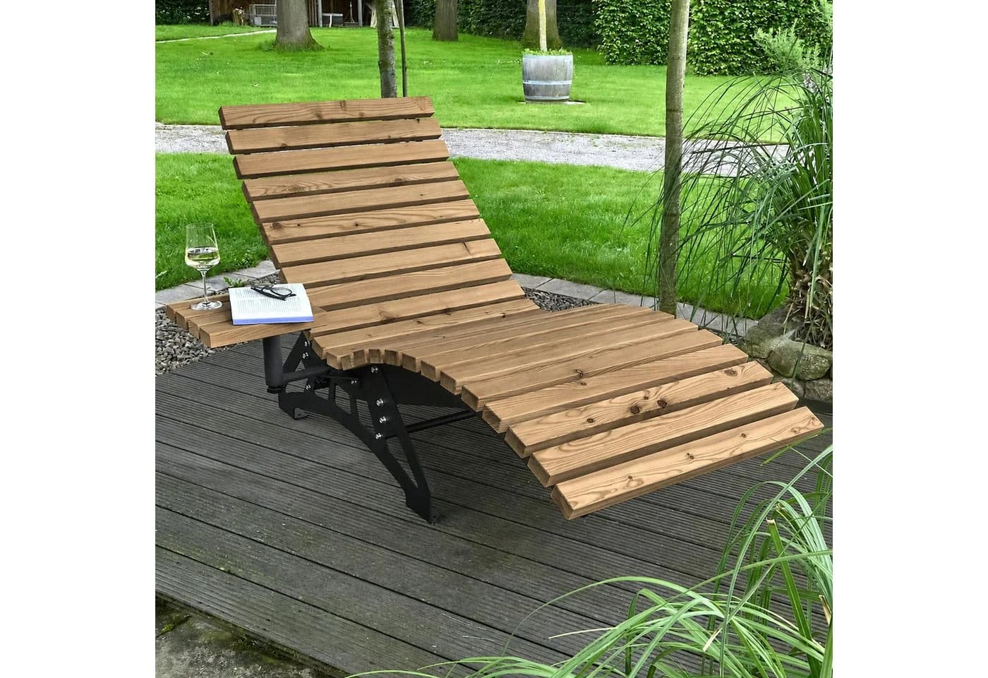 SO-TECH Gartenliege Anbautisch LOUNGER Schwarz Thermokiefer - Bild 3