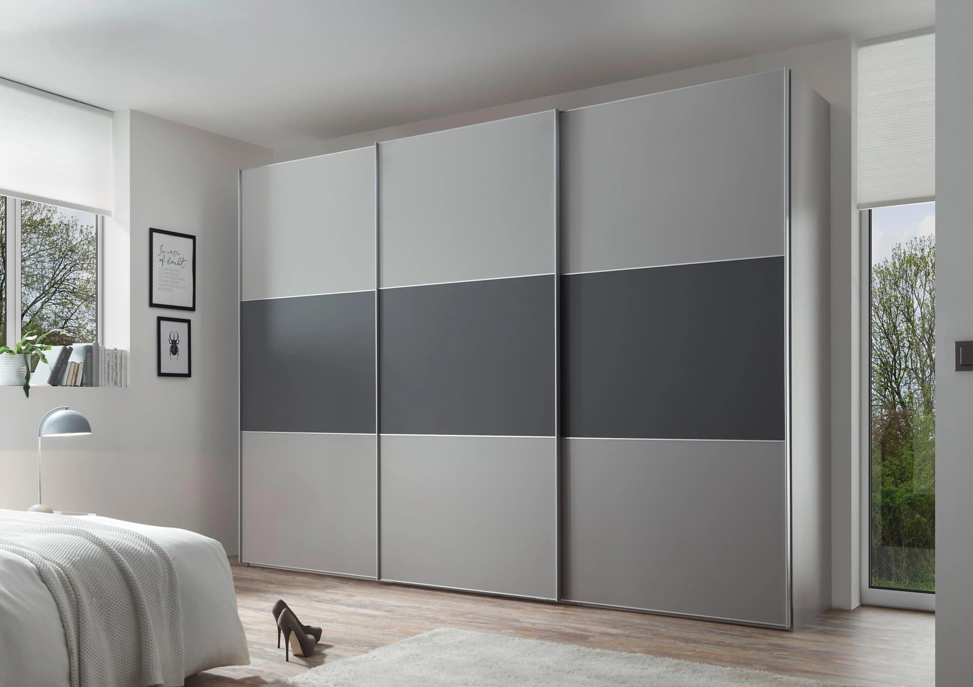 Schwebetürenschrank STAUD Includo Made in Germany Dekor Saphir/Vulkan