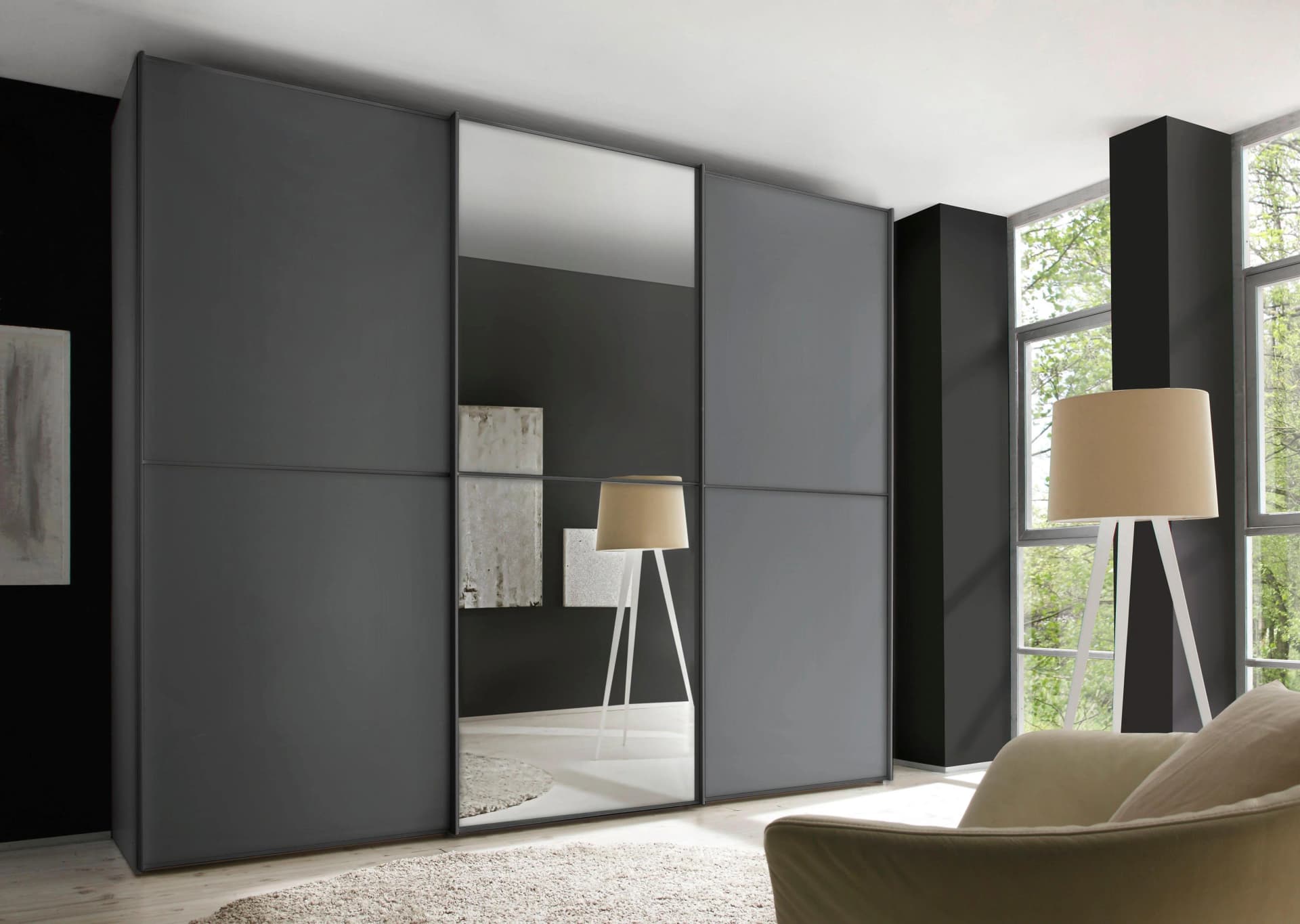 STAUD Schwebetürenschrank Sinfonie Plus Vulkan Grau