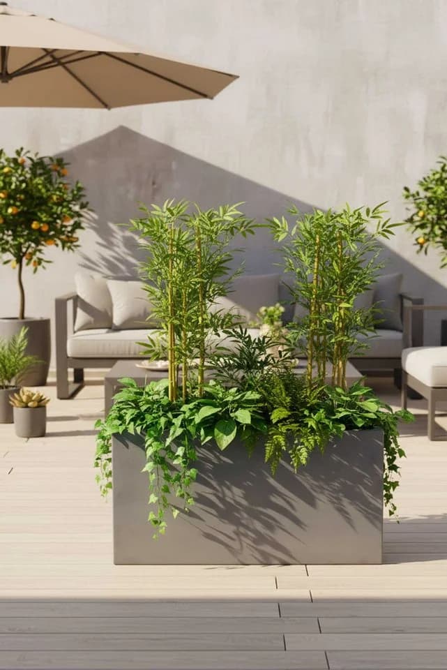 VIVANNO Pflanzkübel ELEMENTO SLIM Betongrau Matt Fiberglas