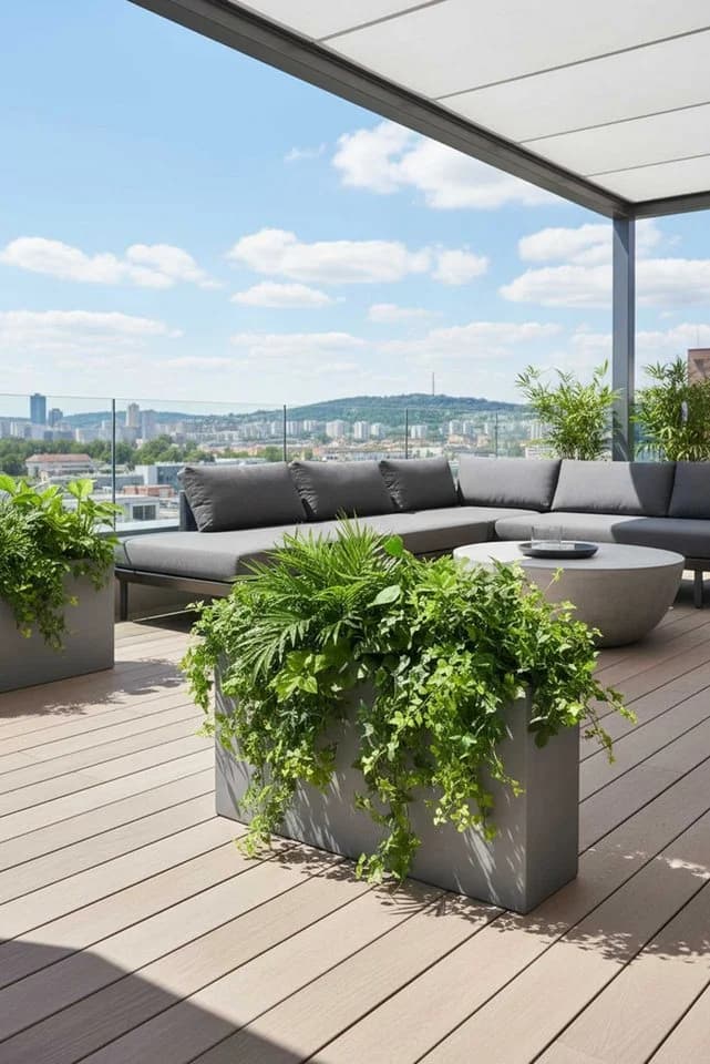 VIVANNO Pflanzkübel ELEMENTO SLIM Betongrau Matt Fiberglas - Bild 3