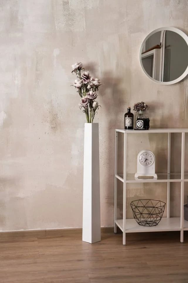 VIVANNO Bodenwindlicht Fiberglas OBELISK Säule Weiß Matt