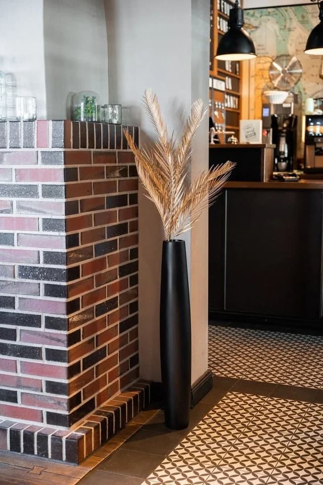 VIVANNO Bodenvase Fiberglas ISONDRA Säule Schwarz Matt