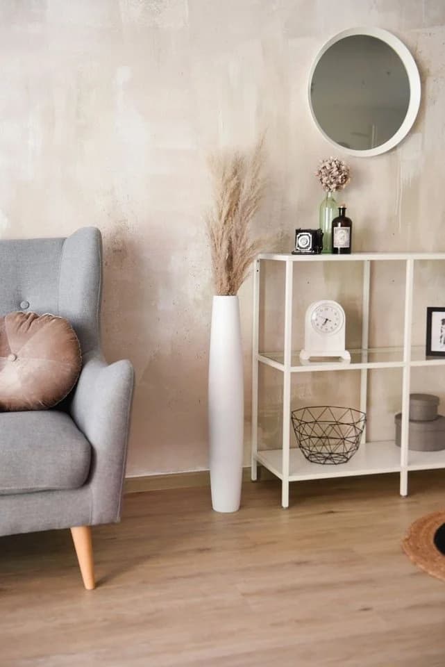 VIVANNO Bodenvase ISONDRA Säule Weiß Matt Fiberglas - Bild 2