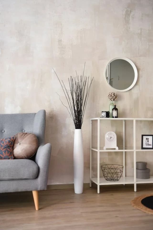 VIVANNO Bodenvase ISONDRA Säule Weiß Matt Fiberglas - Bild 4