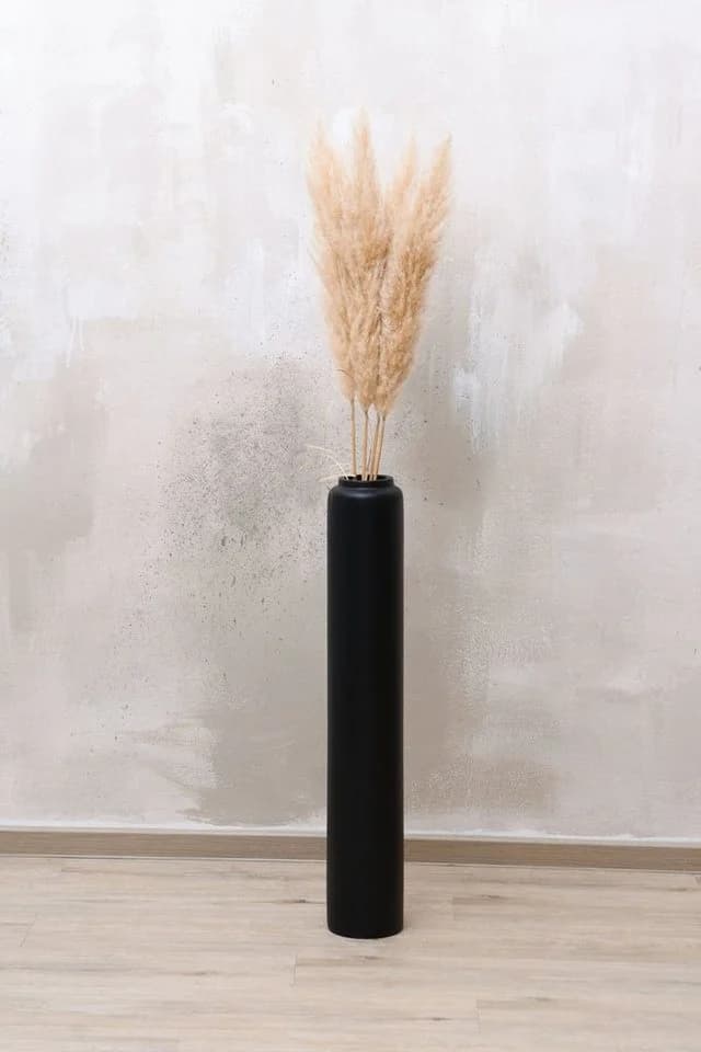 VIVANNO Bodenvase DIRETO Säule Schwarz Matt Fiberglas - Bild 2