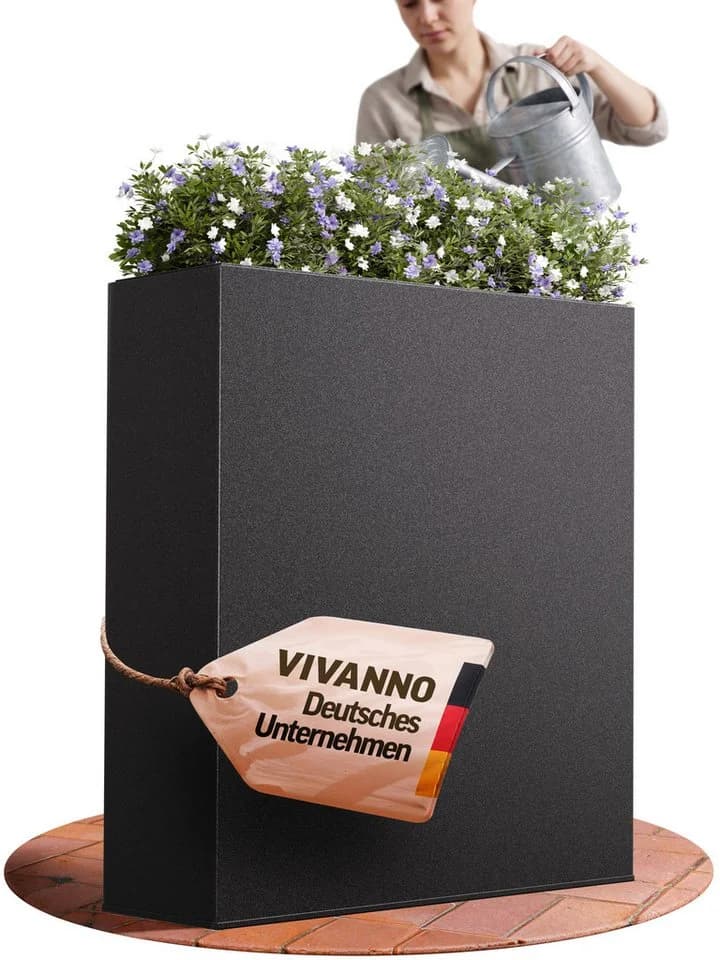 VIVANNO Pflanzkübel Raumteiler Elemento Schwarz - Pulverbeschichtetes Stahlblech - Bild 2