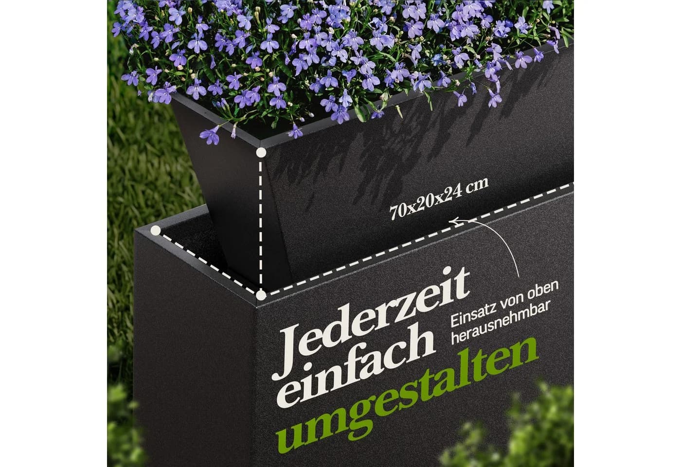 VIVANNO Pflanzkübel Raumteiler Elemento Schwarz - Pulverbeschichtetes Stahlblech - Bild 3