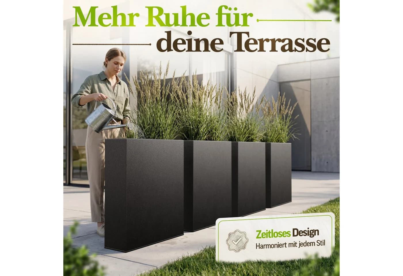 VIVANNO Pflanzkübel Raumteiler Elemento Schwarz - Pulverbeschichtetes Stahlblech - Bild 4