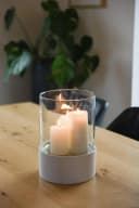 VIVANNO Windlicht CANDIRA Rund Weiß Matt Fiberglas Bild 1