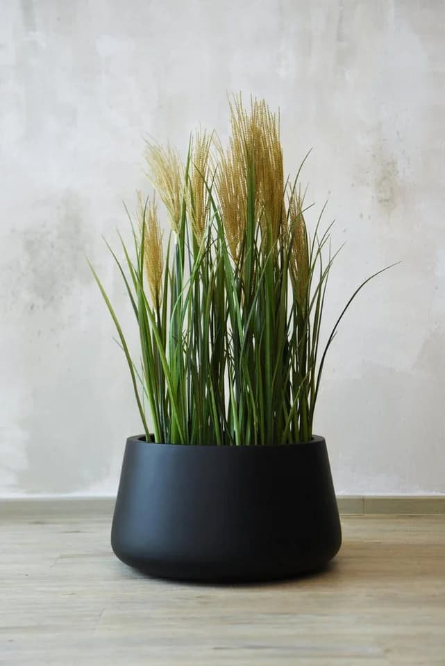 VIVANNO Blumentopf GORDO Rund Schwarz Matt Fiberglas - Bild 4