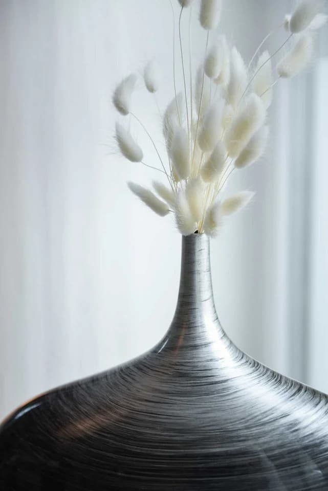 VIVANNO Bodenvase BELEZA Rund Silber Hochglanz Mit Muster - Bild 3