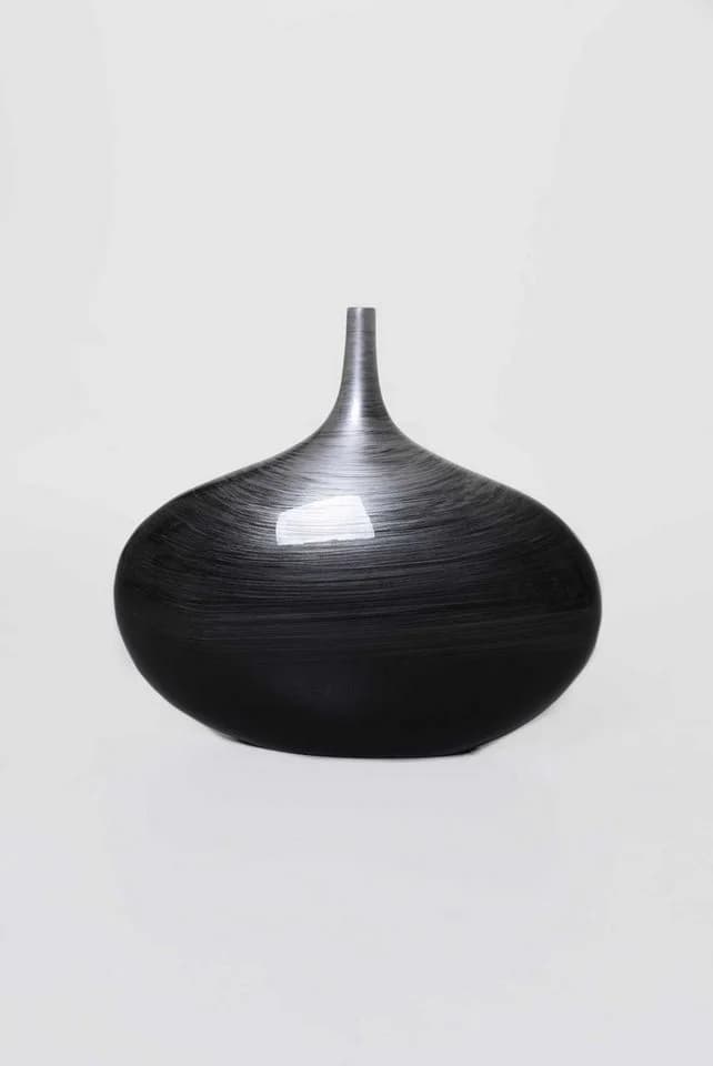 VIVANNO Bodenvase BELEZA Rund Silber Hochglanz Mit Muster - Bild 4
