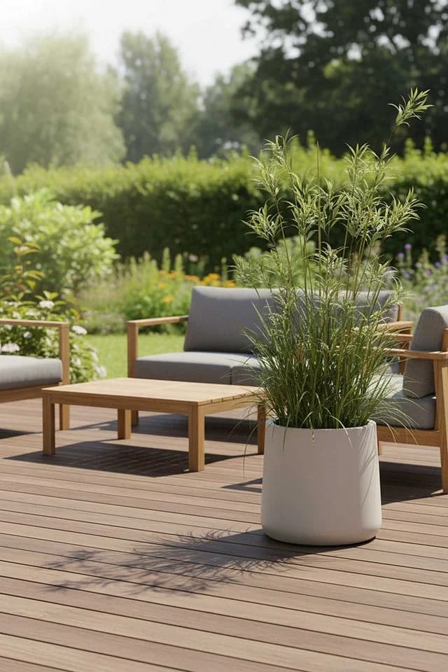 VIVANNO Blumentopf Fiberglas VEKRA Rund Beige Matt - Bild 3
