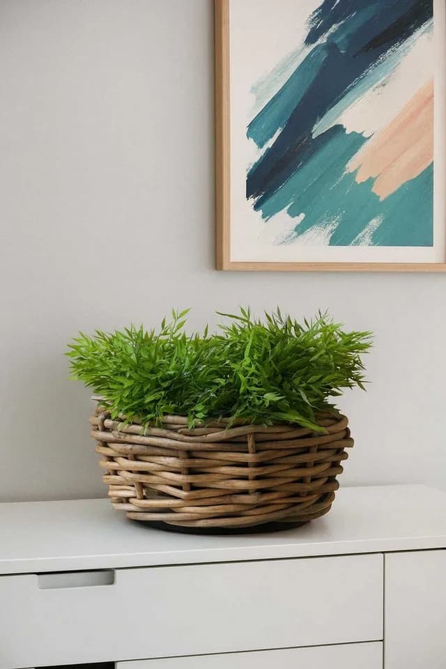 VIVANNO Pflanzkorb BOJO Rund Natur Rattan