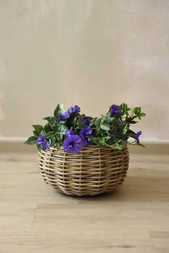 VIVANNO Pflanzkorb Rattan PALLA Rund - Natur Geflochten - Bild 3