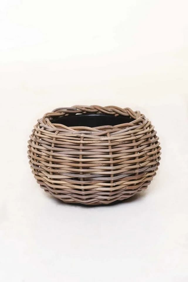 VIVANNO Pflanzkorb Rattan PALLA Rund - Natur Geflochten - Bild 5