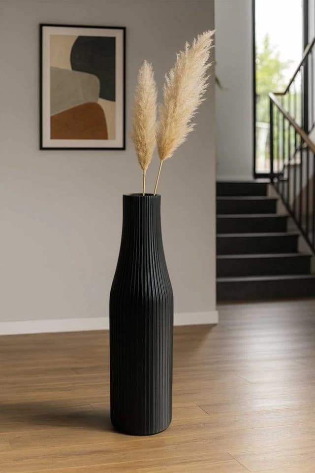 VIVANNO Bodenvase VERTIGO Säule Skandischwarz Matt Fiberglas