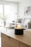 VIVANNO Windlicht CANDIRA Rund Schwarz Matt Fiberglas Bild 1