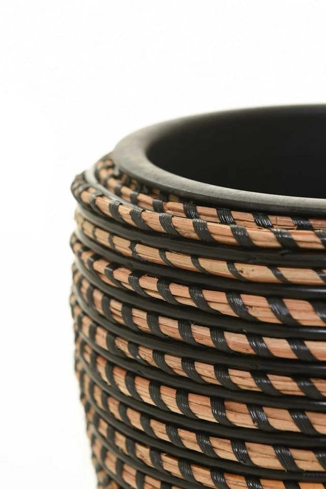 VIVANNO Blumentopf Rattan MASTELLO Rund - Umbra Geflochten - Bild 5