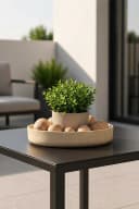VIVANNO Pflanzschale Fiberglas 30x5 cm Creme Matt Mit Muster Bild 1