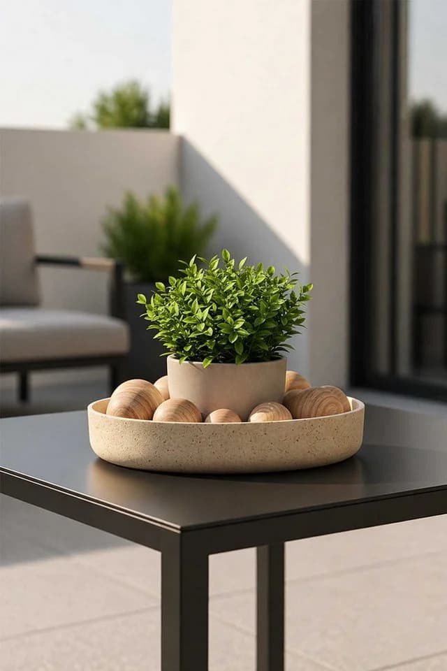 VIVANNO Pflanzschale Fiberglas 30x5 cm Creme Matt Mit Muster