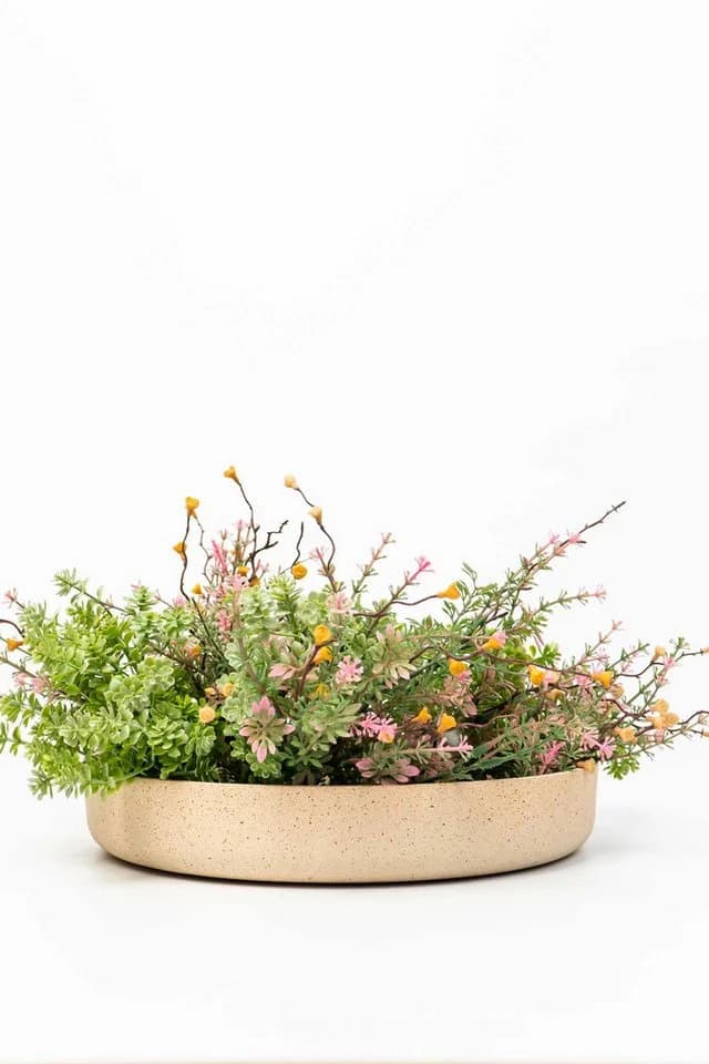 VIVANNO Pflanzschale Fiberglas 30x5 cm Creme Matt Mit Muster - Bild 5