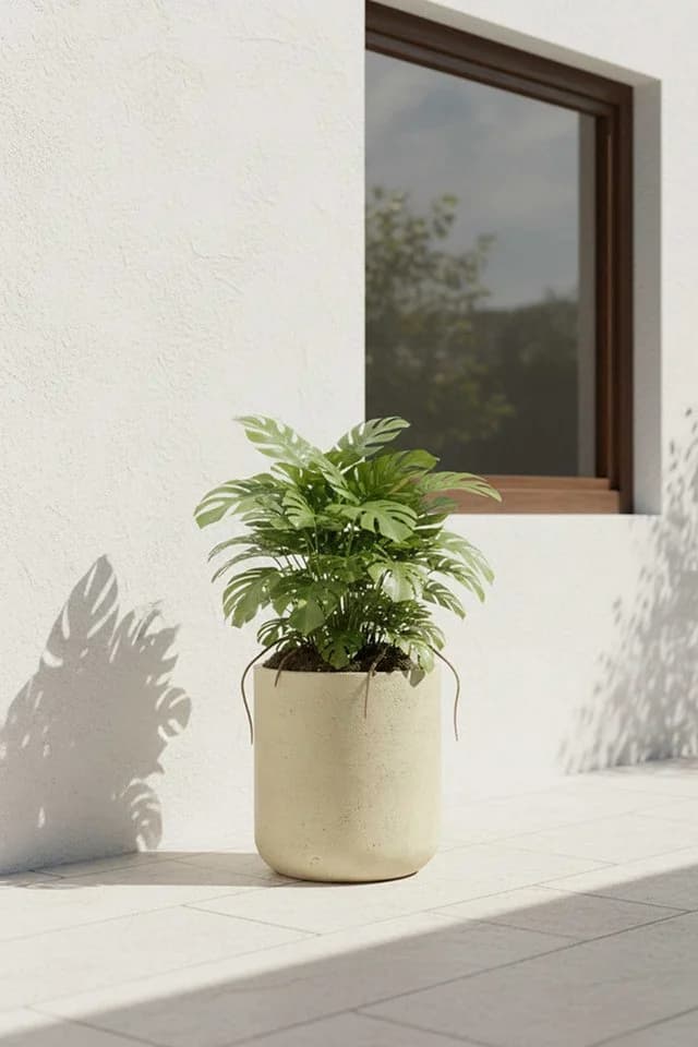 VIVANNO Blumentopf CHICO Rund Vesuvbeige Matt Fiberglas