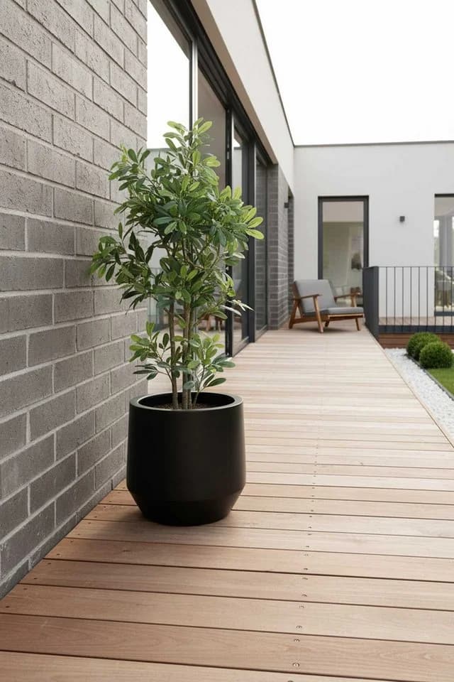 VIVANNO Blumentopf Fiberglas NEXORA Rund - Schwarz Matt