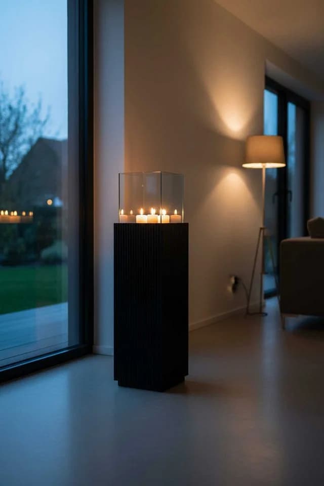 VIVANNO Bodenwindlicht Fiberglas CANDELA Rechteckig Skandischwarz Matt - Bild 3