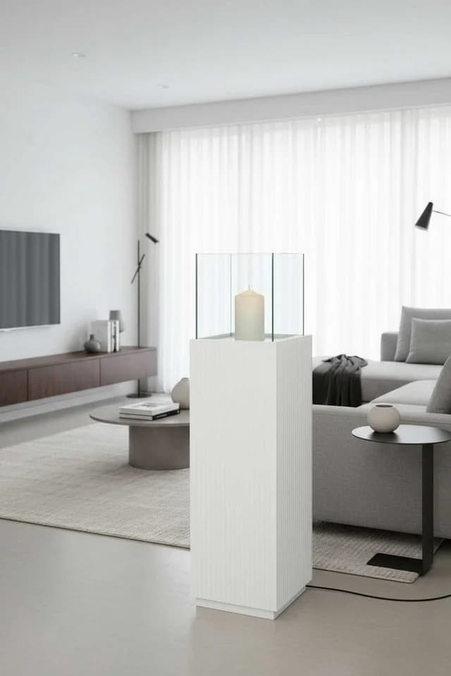 VIVANNO Bodenwindlicht Fiberglas Rechteckig Skandiweiß Matt