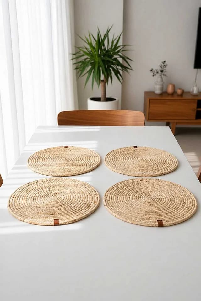 VIVANNO Platzset Maisblatt ILANA Rund Natur Geflochten 4er Set