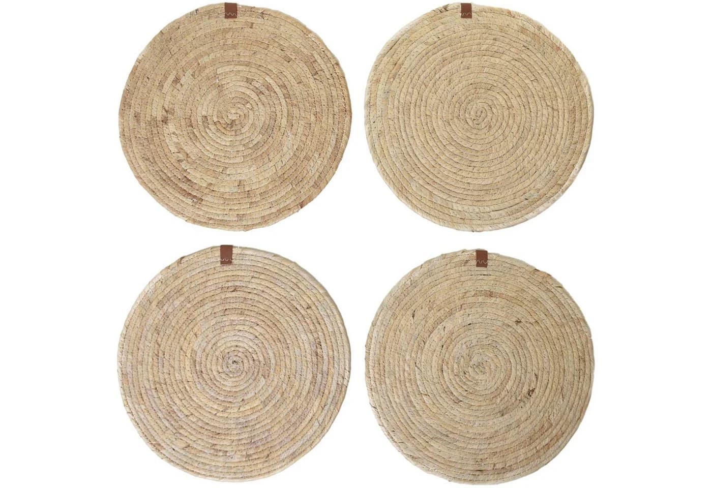 VIVANNO Platzset Maisblatt ILANA Rund Natur Geflochten 4er Set - Bild 2